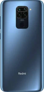 This image is a close-up of the back of a Redmi Note 9 smartphone. The phone has a 48MP quad camera, as well as the Redmi logo. The phone is available in Bangladesh for a starting price of ৳18,999 for the 4/64GB variant, ৳19,999 for the 4/128GB variant, and ৳21,999 for the 6/128GB variant.