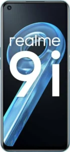 This image showcases the realme 9i, a budget-friendly smartphone with impressive specifications. The phone features a 6.6-inch FHD+ display, a Qualcomm Snapdragon 680 processor, and up to 6GB of RAM. It also has a triple-camera system on the back, consisting of a 50MP main sensor, a 2MP macro lens, and a 2MP depth sensor. The realme 9i is powered by a 5000mAh battery with 33W fast charging support.