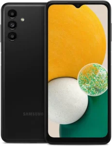 This image showcases the Samsung Galaxy A13, a budget-friendly smartphone with a quad-camera system, a 6.6-inch display, and a long-lasting battery. The phone is available in Bangladesh in various storage and RAM configurations, starting at BDT 18,918.