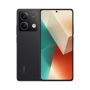 The image shows the Xiaomi Redmi Note 13 5G smartphone, which has a 6.67-inch AMOLED display, a MediaTek Dimensity 6080 processor, up to 8GB of RAM and 256GB of storage, and a quad-camera system on the back. The phone is available in Bangladesh in three colors: Graphite Black, Polar White, and Stardust Blue.