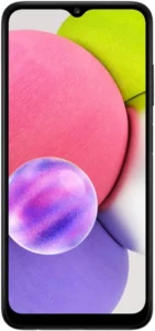 Samsung Galaxy A03s smartphone with a 6.5-inch Infinity-V display, 13MP triple-camera system, 5,000mAh battery, and 4GB of RAM. Available in Bangladesh for BDT 14,999.